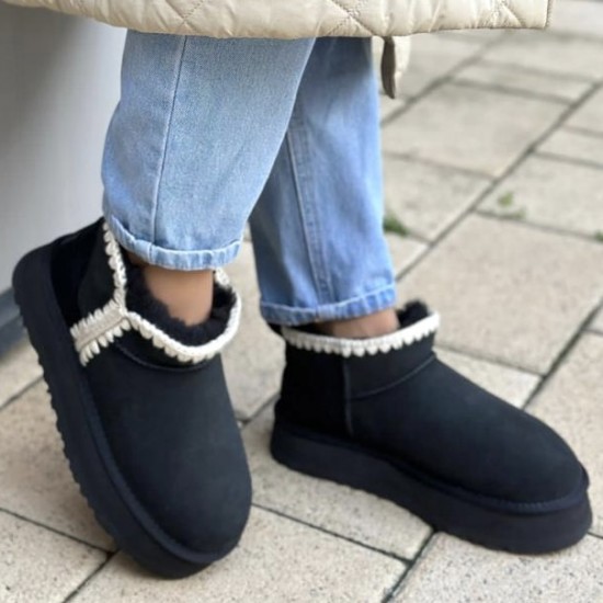 Зимние угги UGG Classic Ultra Mini с вышивкой