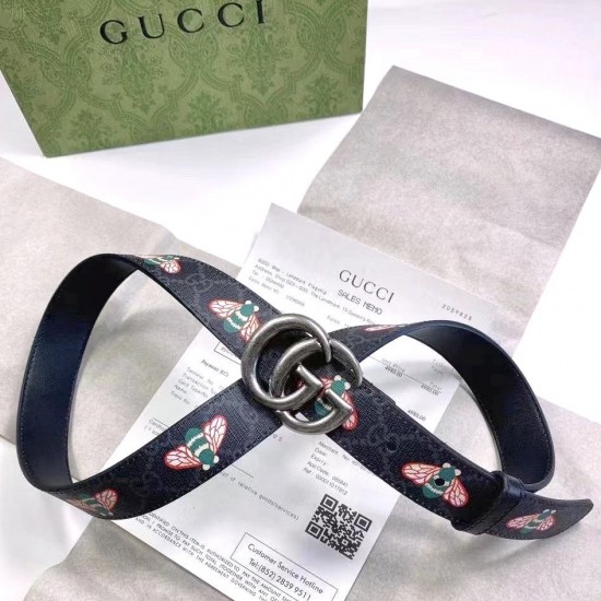 Ремень Gucci с монограммой GG и пчелой