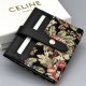Футляр Celine чёрный для кредитных карт с цветочным принтом