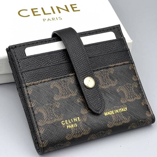 Футляр Celine чёрный для кредитных карт с монограммой бренда