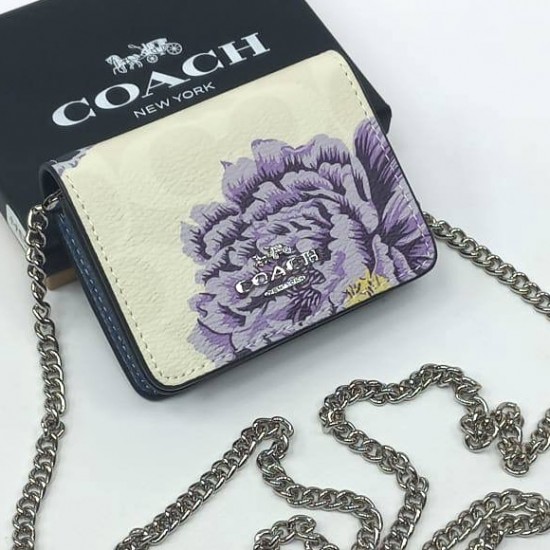 Кошелек Coach mini серый на цепочке