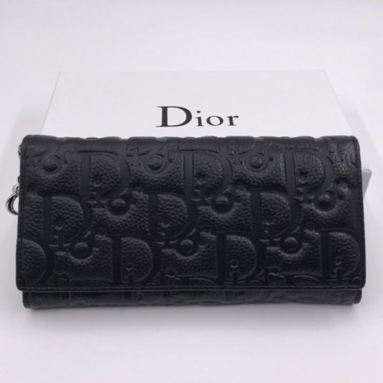 Кошелек Christian Dior чёрный серебристая фурнитура