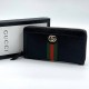 Кошелек Gucci чёрный с круговой застежкой молнией и лентой Web