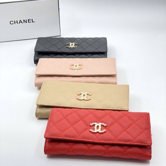 Кошелек Chanel розовый из зернистой кожи со стеганым узором