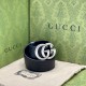 Ремень Gucci чёрный с серебристой пряжкой