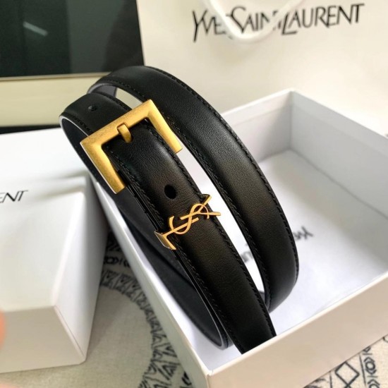 Ремень YSL чёрный с золотистой фурнитурой