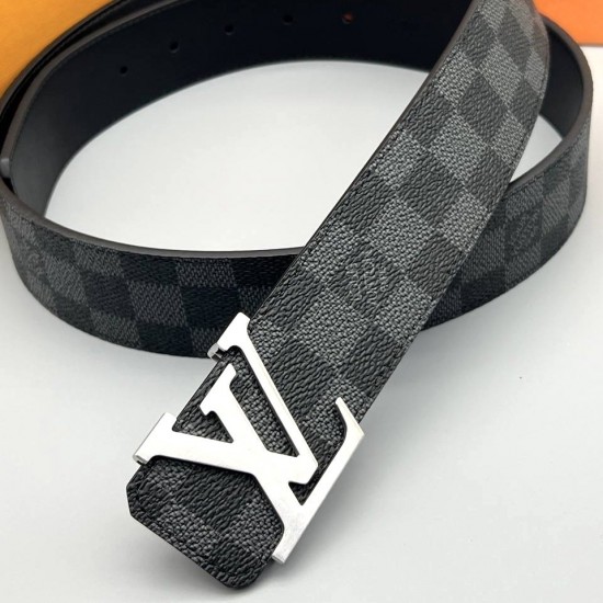 Ремень Louis Vuitton Monogram клетка с серебряной пряжкой