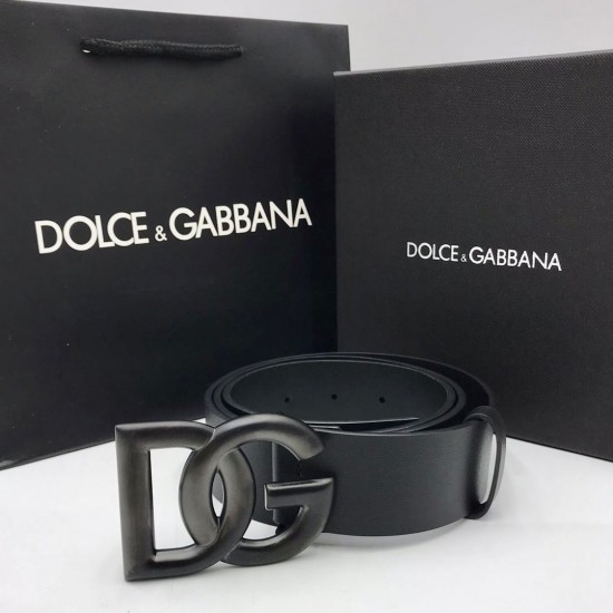 Ремень Dolce Gabbana чёрный с чёрной пряжкой