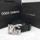 Ремень Dolce Gabbana чёрный с серебристой пряжкой