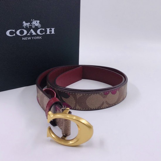 Ремень Coach коричневый с фирменным узором