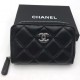 Кошелек Chanel mini на молнии из гладкой кожи с серебристой фурнитурой