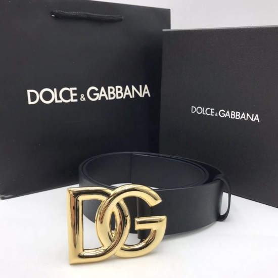 Ремень Dolce Gabbana чёрный с золотистой пряжкой