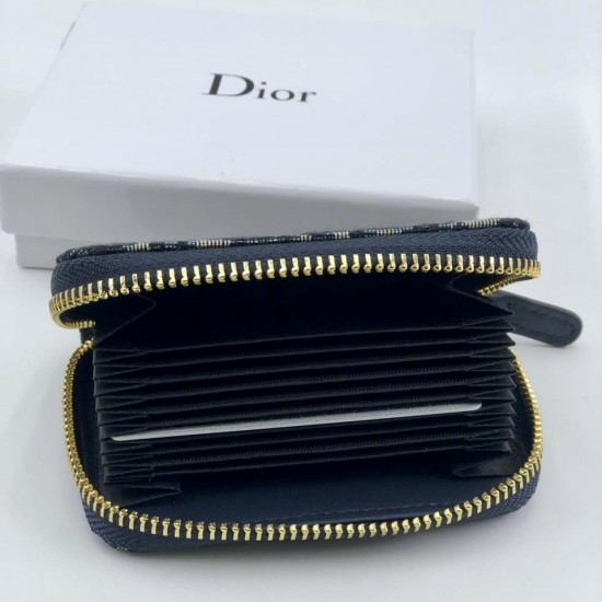 Кошелек Dior Caro чёрный с круговой молнией