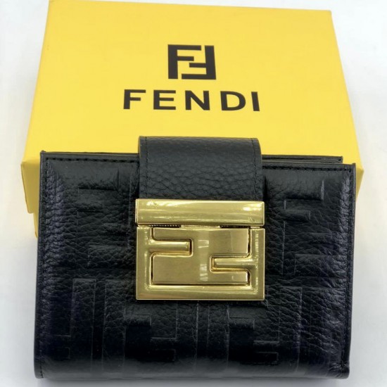 Кошелек Fendi mini чёрный с монограммой