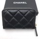 Кошелек Chanel mini на молнии из зернистой кожи с серебристой фурнитурой