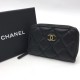 Кошелек Chanel mini на молнии из зернистой кожи с золотистой фурнитурой