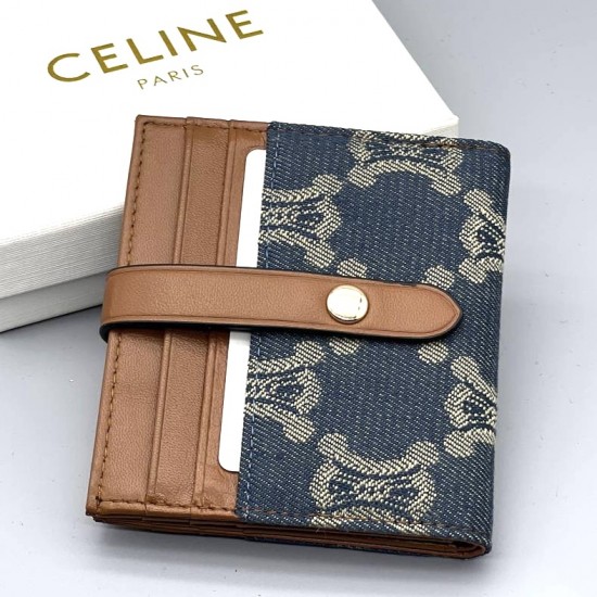 Футляр Celine коричневый для кредитных карт с монограммой бренда