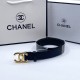 Ремень Chanel чёрный с золотистой пряжкой