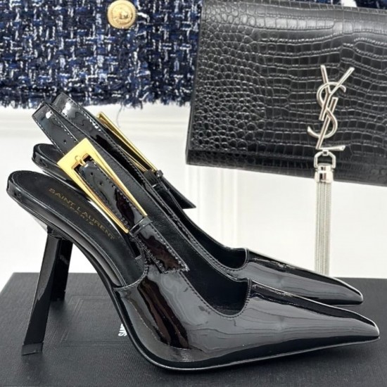 Туфли-лодочки Saint Laurent Lee Slingback из лакированной кожи