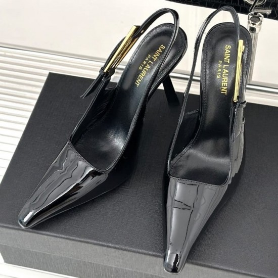 Туфли-лодочки Saint Laurent Lee Slingback из лакированной кожи