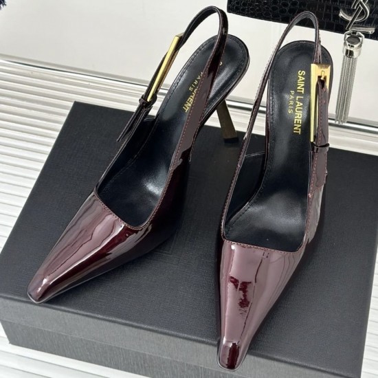 Туфли-лодочки Saint Laurent Lee Slingback из лакированной кожи