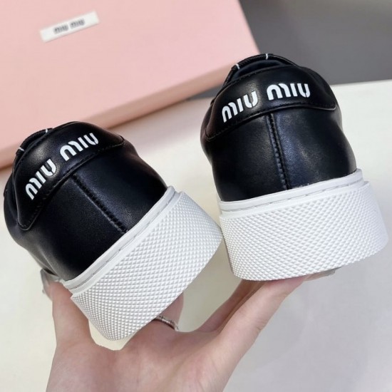 Кожаные сникеры Miu Miu с логотипом