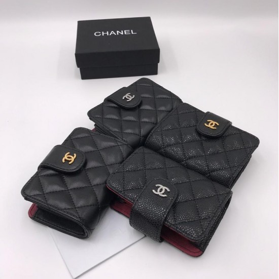 Кошелек Chanel mini из гладкой кожи с серебристой фурнитурой