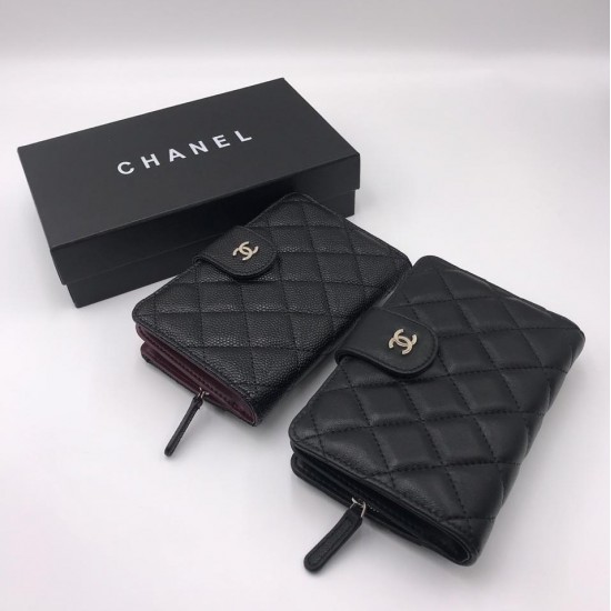 Кошелек Chanel mini из гладкой кожи с серебристой фурнитурой