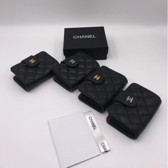 Кошелек Chanel mini из гладкой кожи с серебристой фурнитурой