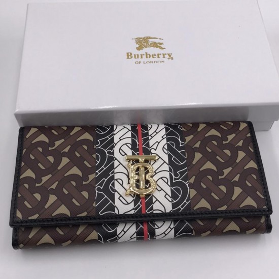 Кошелёк Burberry e-canvas коричневый с чёрной отделкой