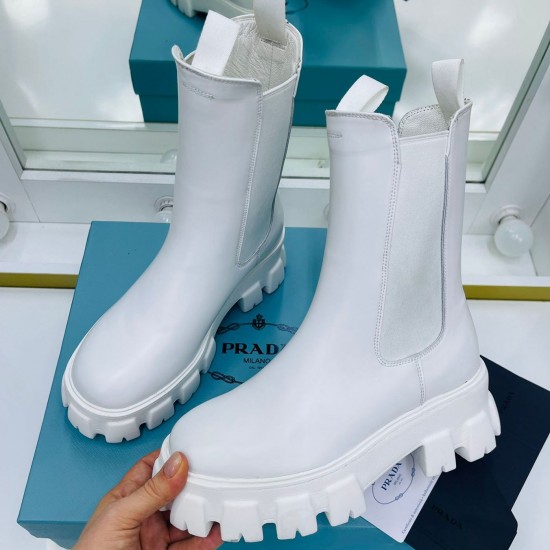 Ботинки Prada с эластичными вставками белые