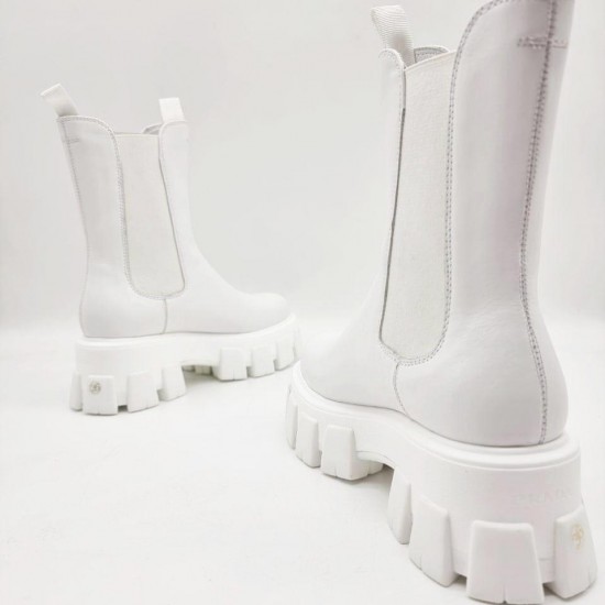 Ботинки Prada Monolith с эластичными вставками белые
