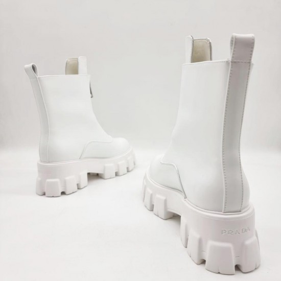Ботинки Prada Monolith с молнией белые