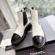 Ботинки Chanel с эластичной вставкой чёрно-белые