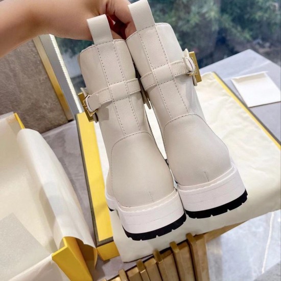 Ботинки Fendi с широким ремешком белые