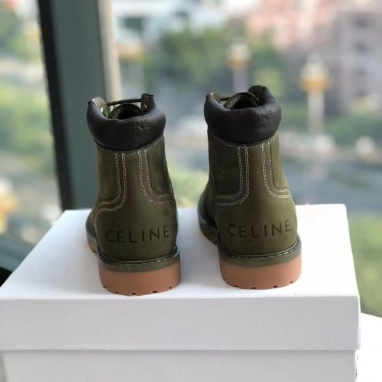Ботинки Celine на шнуровке хаки