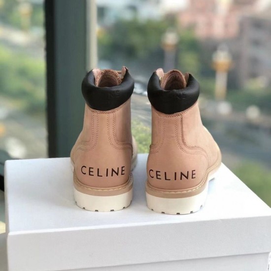 Ботинки Celine на шнуровке бледно-розовые
