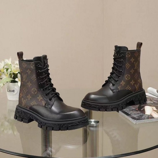 Ботинки Louis Vuitton Monogram коричневые с чёрной отделкой