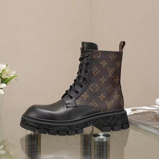Ботинки Louis Vuitton Monogram коричневые с чёрной отделкой