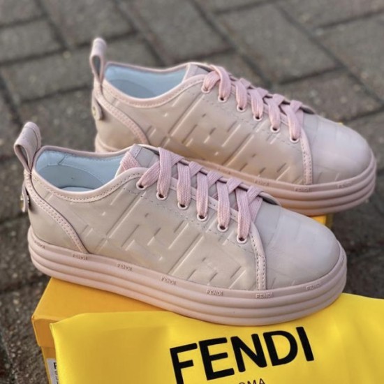 Кеды-сникеры розовые с логотипом FENDI RICE