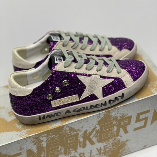 Сникеры Golden Goose Super-Stars с фиолетовыми блёстками