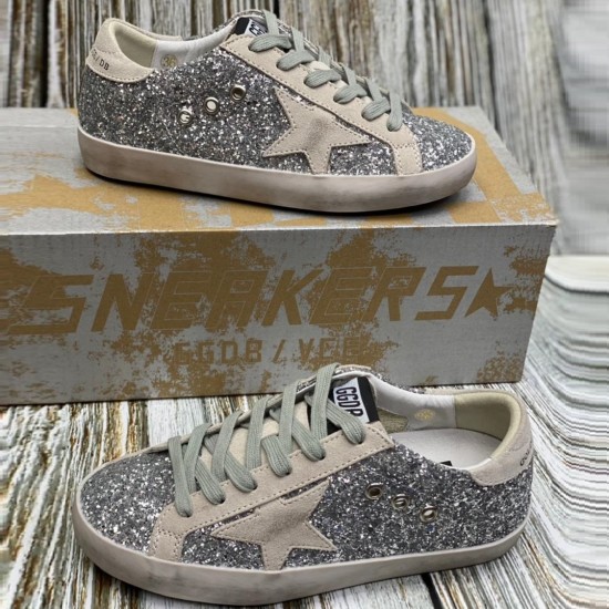 Сникеры Golden Goose Super-Stars серебристые