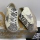 Сникеры Golden Goose Super-Stars белые с серебристыми вставками