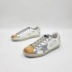 Кеды Golden Goose Superstar белые c серебристой звездой и надписью