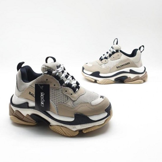 Кроссовки Balenciaga Triple S бежево-чёрные