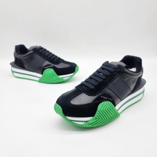 Кроссовки Tom Ford James чёрные с зелёным