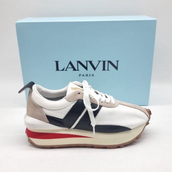 Кроссовки Lanvin Bumper белые с чёрной отделкой