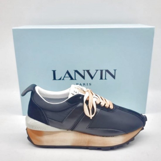 Кроссовки Lanvin Bumper чёрные с золотистой отделкой