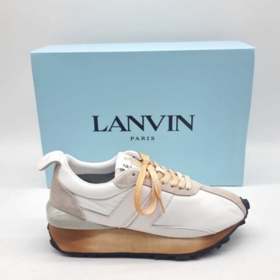 Кроссовки Lanvin Bumper белые с золотистой отделкой