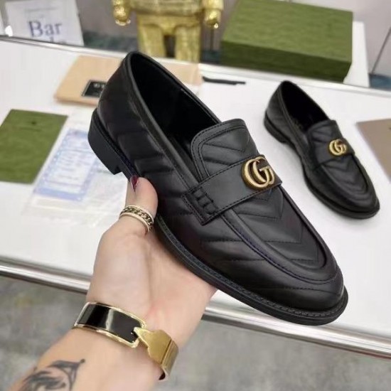 Лоферы Gucci чёрные с эмблемой Double G